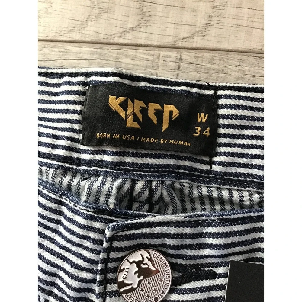 KLEEP Men's Multi Tywin Premium Washed Skinny Pinstripe Twill Pants Size 34 NWT